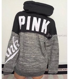 VS Pink Gray Marl Gray White Cowl Neck Sweater